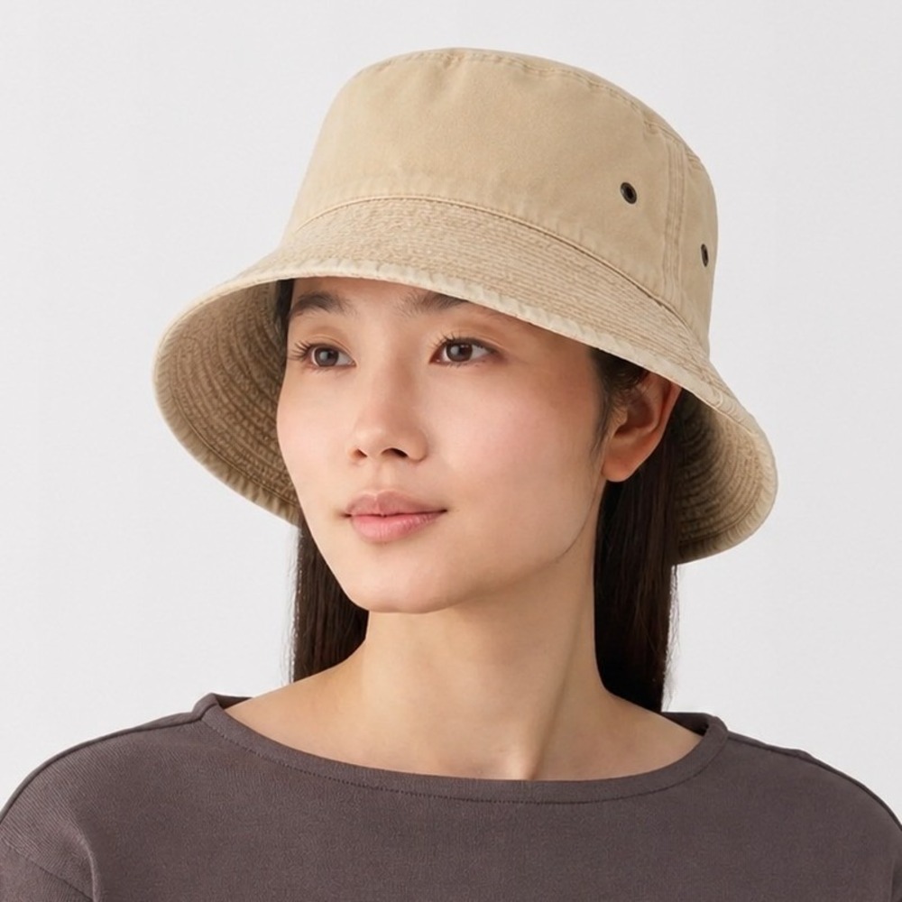 Chappo 100% Cotton Bucket Hat Unisex Preppy Khaki Breathable Made in Japan